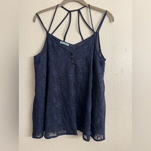 Navy Lace tank with Strappy Detail new with tags medium